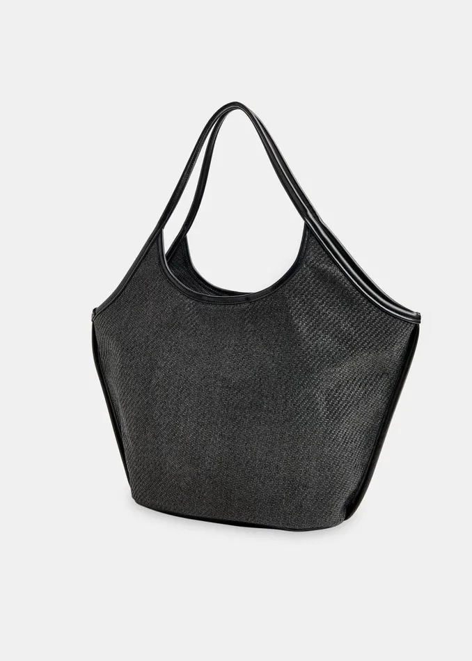 Whistles Shoulder Bags and Tote Bags Black Mira Straw Tote 8211 Women