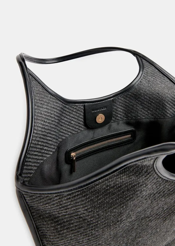 Whistles Shoulder Bags and Tote Bags Black Mira Straw Tote 8211 Women