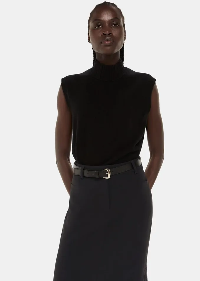 Whistles Skirts Black Abigail Tailored Midi Skirt 8211 Women