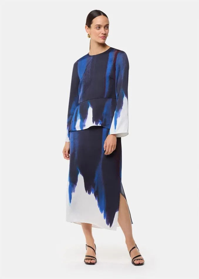Whistles Skirts Multicolour Ice Dye Print Midi Skirt 8211 Women