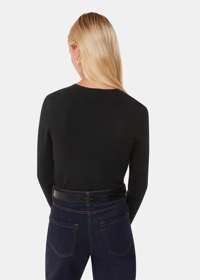 Whistles Sweaters and Cashmere Black Mila V Neck Sweater 8211 Women