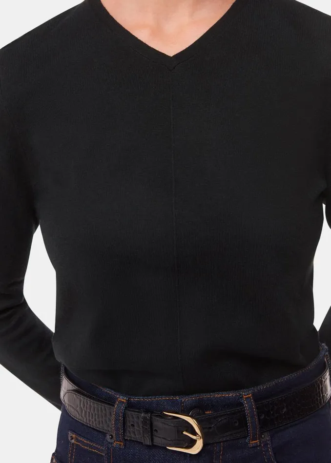 Whistles Sweaters and Cashmere Black Mila V Neck Sweater 8211 Women