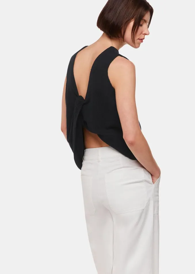 Whistles Sweaters and Cashmere Black Twist Back Detail Sweater Vest 8211 Women