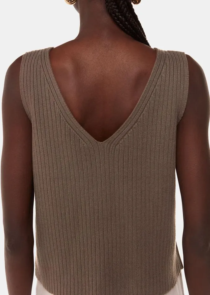 Whistles Sweaters and Cashmere Chocolate Button Front V Neck Tank 8211 Women