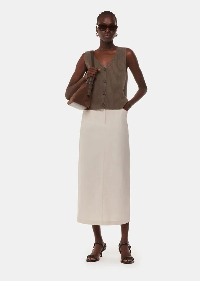 Whistles Sweaters and Cashmere Chocolate Button Front V Neck Tank 8211 Women