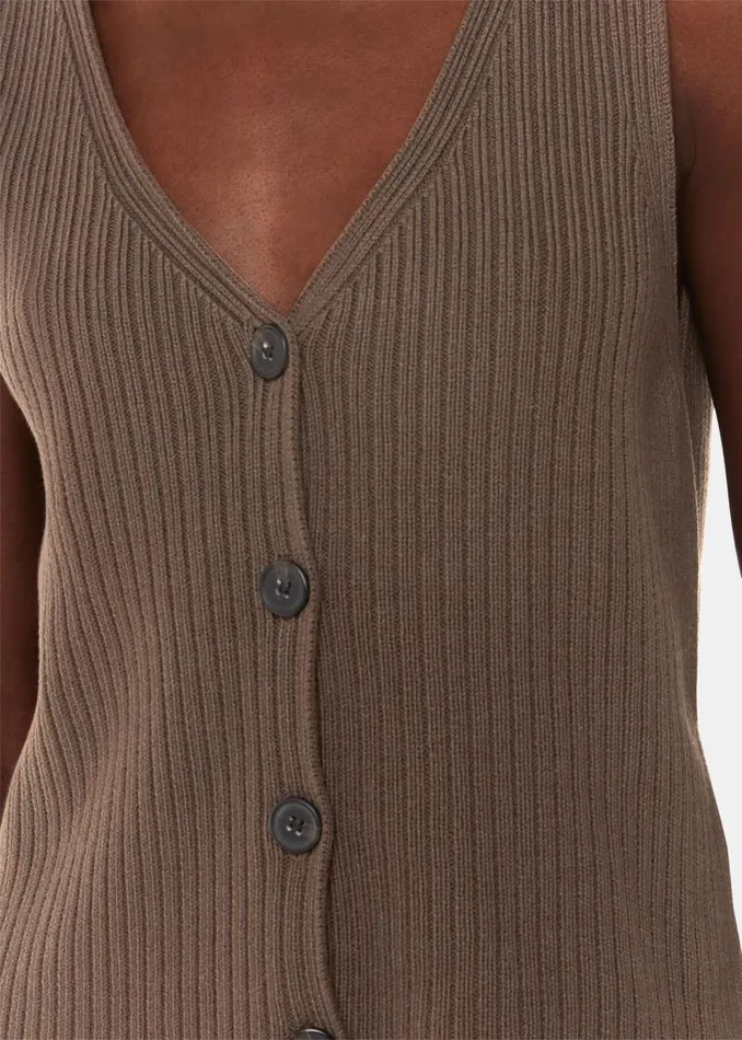 Whistles Sweaters and Cashmere Chocolate Button Front V Neck Tank 8211 Women