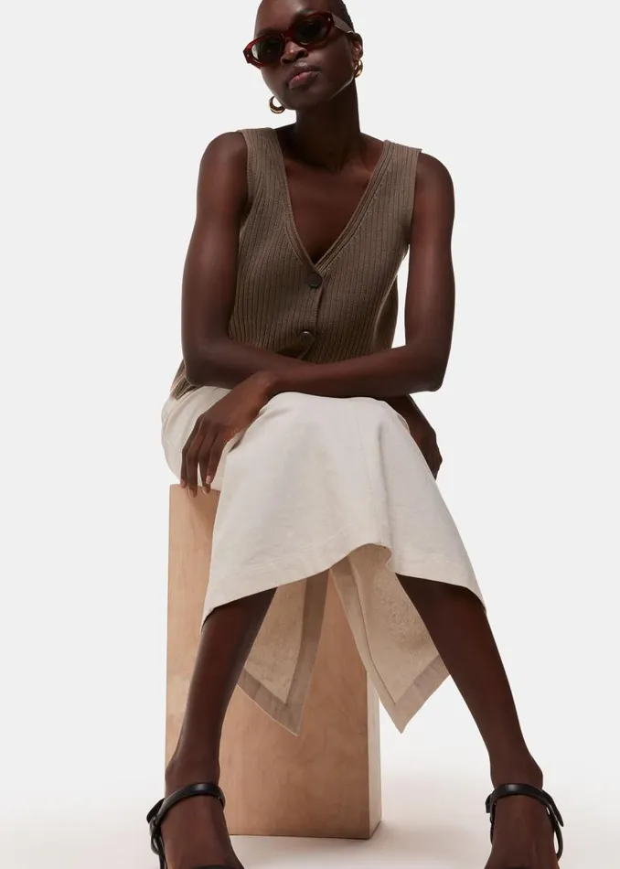 Whistles Sweaters and Cashmere Chocolate Button Front V Neck Tank 8211 Women