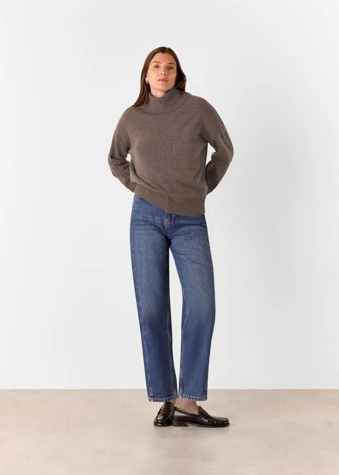 Whistles Sweaters and Cashmere Chocolate Wool Turtleneck Pocket Sweater 8211 Women