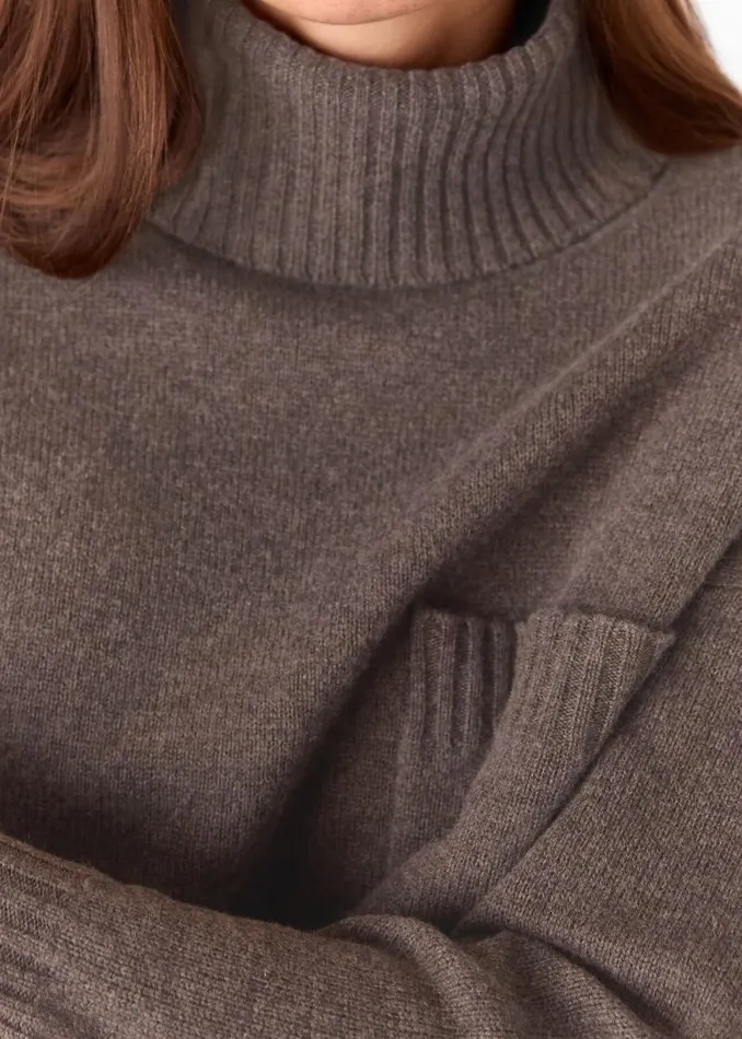 Whistles Sweaters and Cashmere Chocolate Wool Turtleneck Pocket Sweater 8211 Women