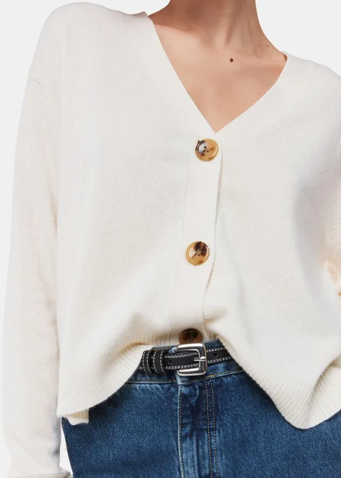 Whistles Sweaters and Cashmere Ivory Cashmere Cardigan 8211 Women