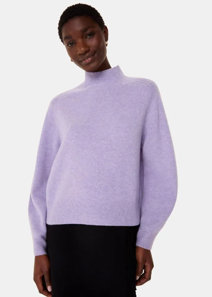 Whistles Sweaters and Cashmere Lilac Wool Mock Neck Sweater 8211 Women