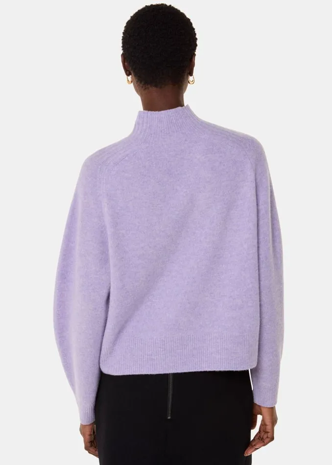 Whistles Sweaters and Cashmere Lilac Wool Mock Neck Sweater 8211 Women