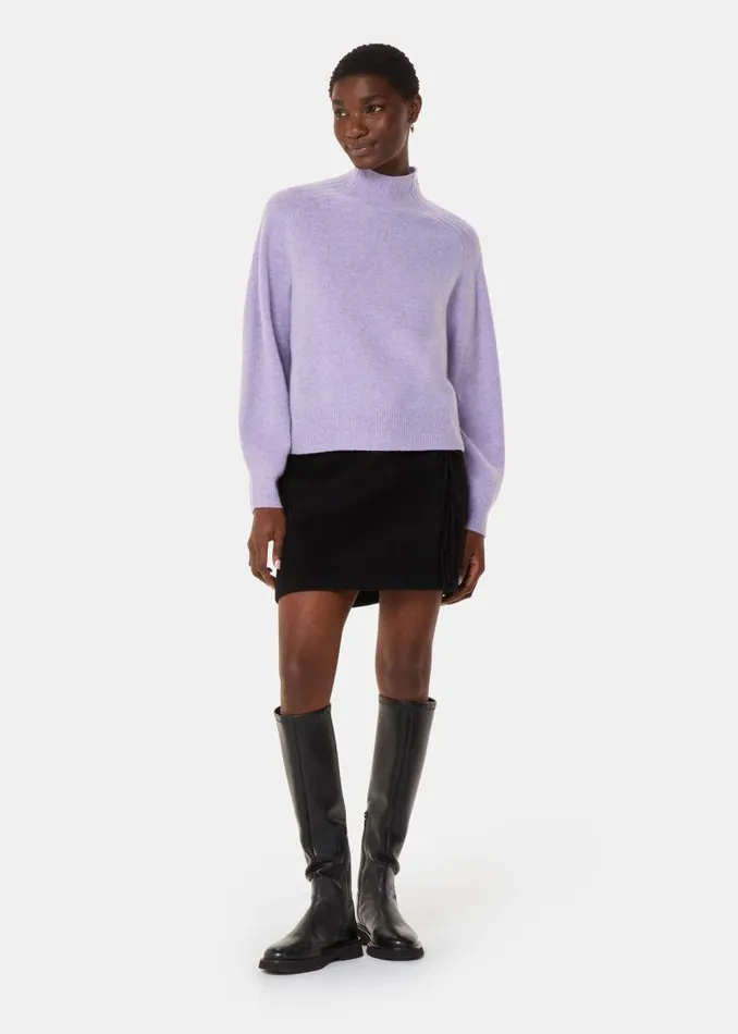 Whistles Sweaters and Cashmere Lilac Wool Mock Neck Sweater 8211 Women