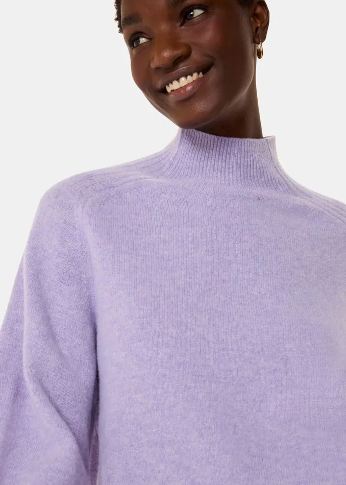 Whistles Sweaters and Cashmere Lilac Wool Mock Neck Sweater 8211 Women
