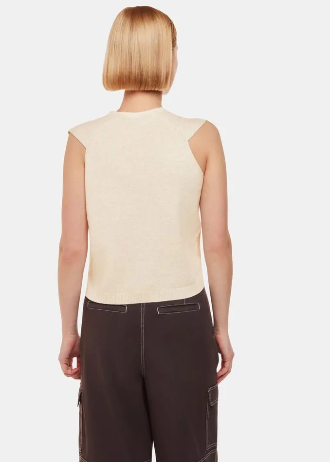 Whistles Sweaters and Cashmere Oatmeal Bailey Button Through Tank 8211 Women