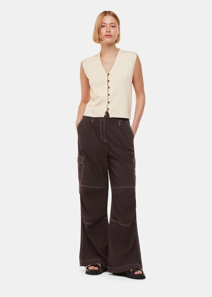 Whistles Sweaters and Cashmere Oatmeal Bailey Button Through Tank 8211 Women