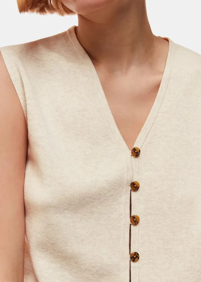 Whistles Sweaters and Cashmere Oatmeal Bailey Button Through Tank 8211 Women