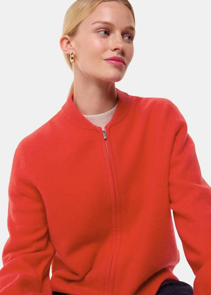 Whistles Sweaters and Cashmere Red Zip Front Bomber Knit 8211 Women