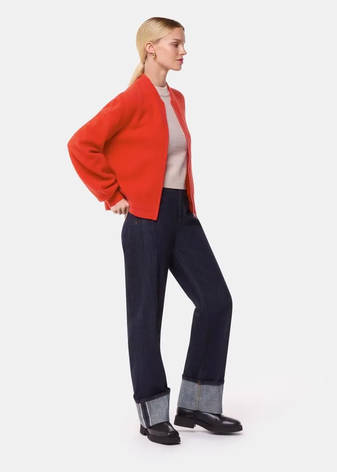Whistles Sweaters and Cashmere Red Zip Front Bomber Knit 8211 Women