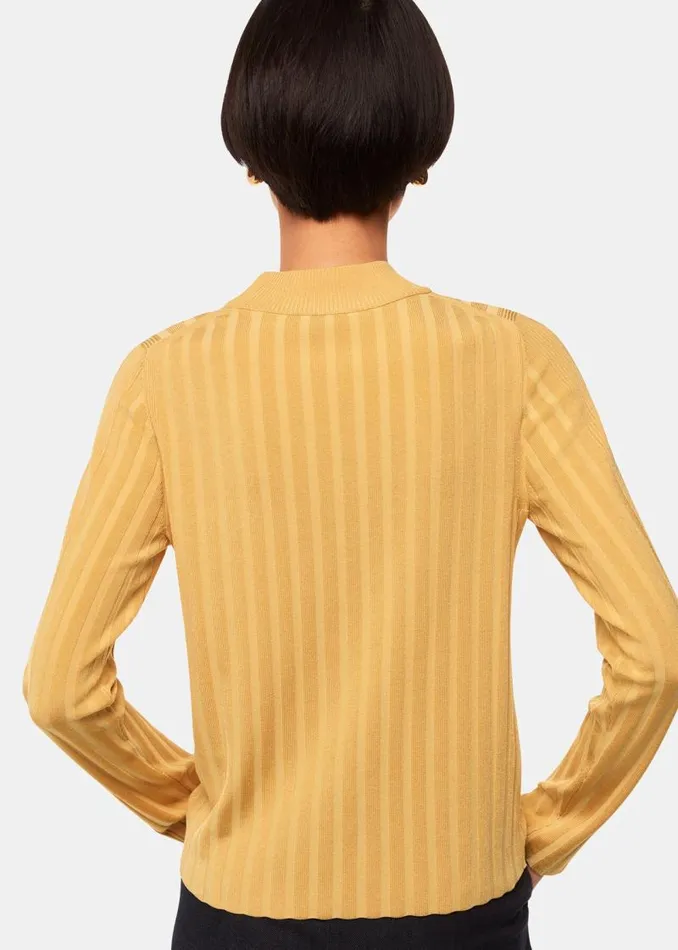 Whistles Sweaters and Cashmere Yellow Ribbed Detail Crew Neck Sweater 8211 Women