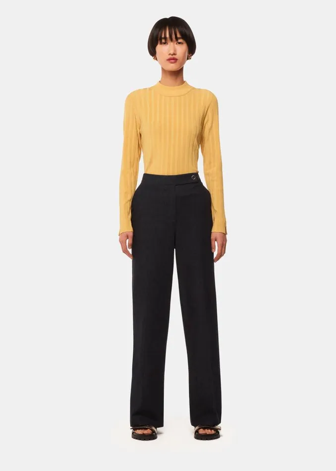 Whistles Sweaters and Cashmere Yellow Ribbed Detail Crew Neck Sweater 8211 Women