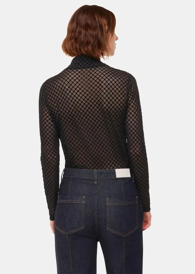 Whistles Tops Black Checked Flocked Mesh Top 8211 Women