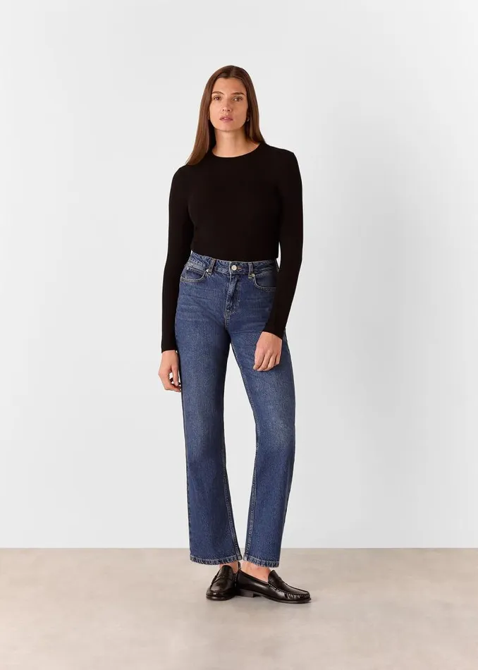 Whistles Tops Black Essential Ribbed Crew 8211 Women