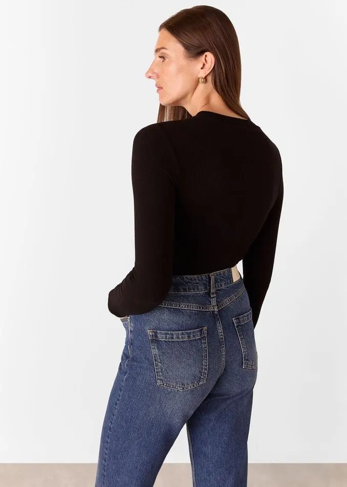 Whistles Tops Black Essential Ribbed Crew 8211 Women