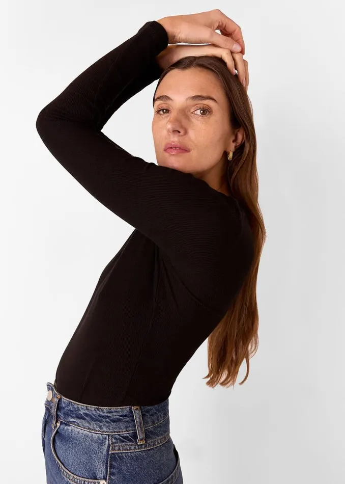 Whistles Tops Black Essential Ribbed Crew 8211 Women