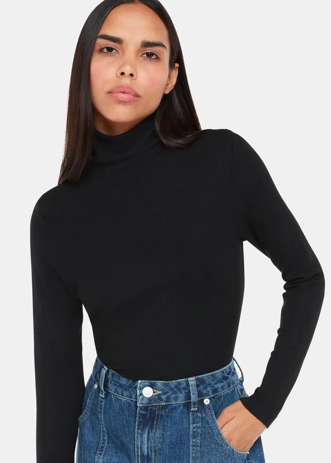 Whistles Tops Black Essential Ribbed Turtleneck 8211 Women