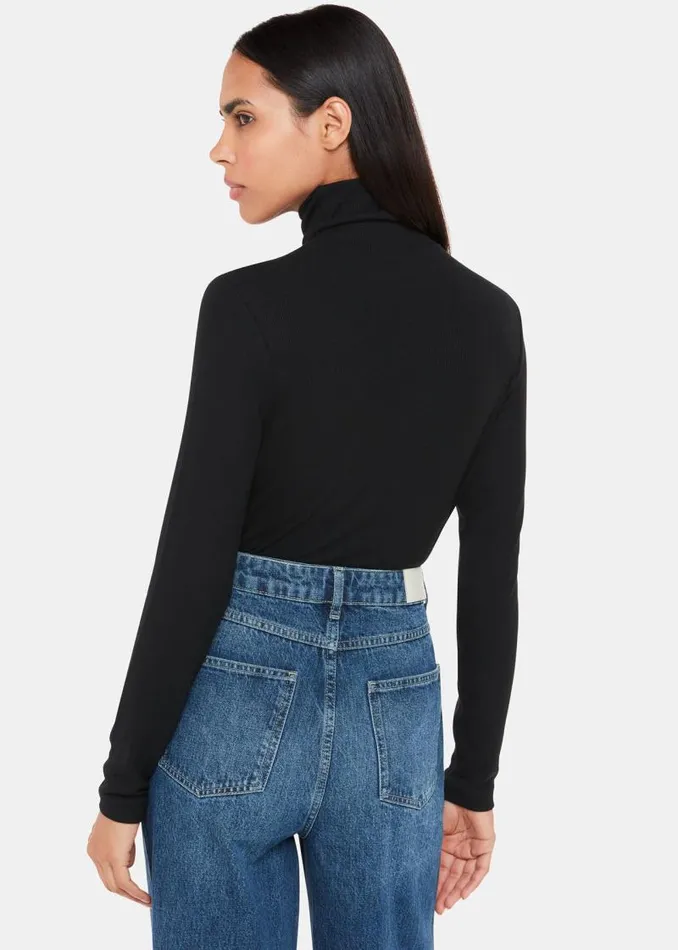 Whistles Tops Black Essential Ribbed Turtleneck 8211 Women
