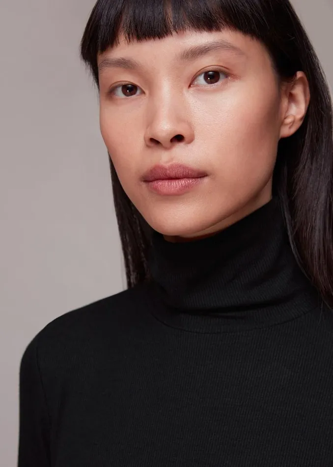 Whistles Tops Black Essential Ribbed Turtleneck 8211 Women