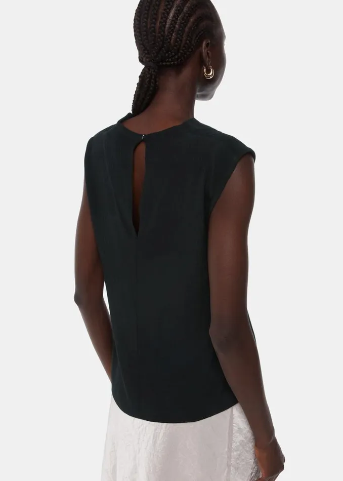 Whistles Tops Black Textured Sleeveless Tank 8211 Women