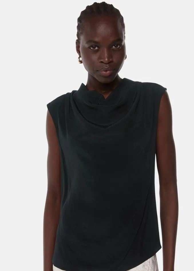 Whistles Tops Black Textured Sleeveless Tank 8211 Women