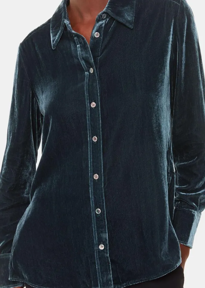 Whistles Tops Dark Green Lara Velvet Shirt 8211 Women