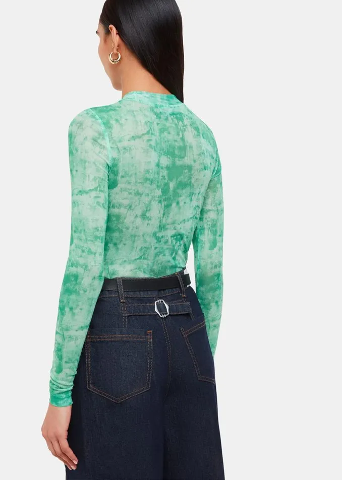 Whistles Tops Green Brushwork Print Mesh Jersey 8211 Women