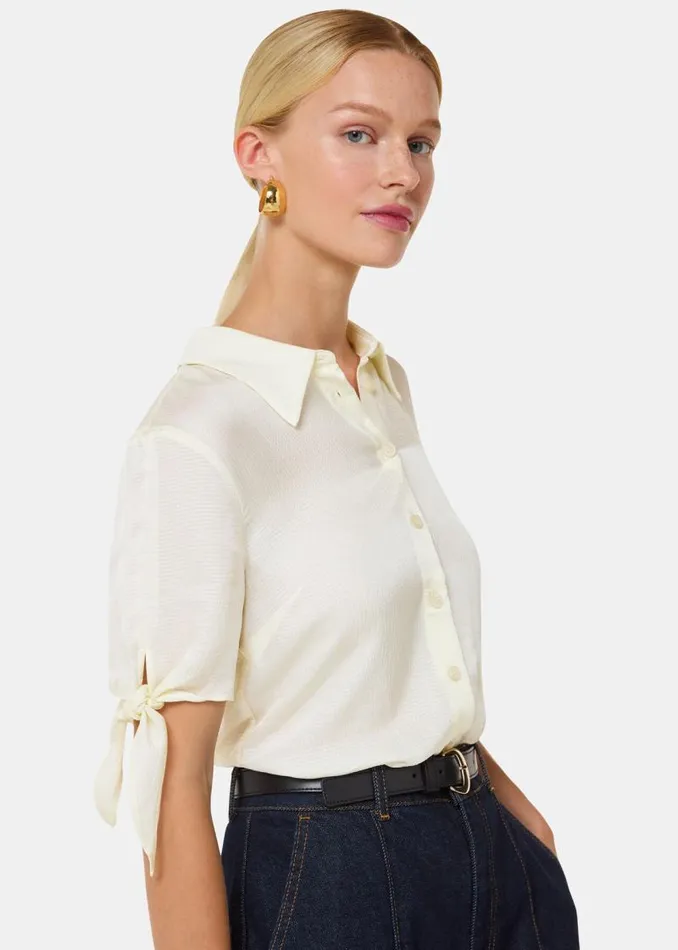 Whistles Tops Ivory Lyla Bow Sleeve Shirt 8211 Women