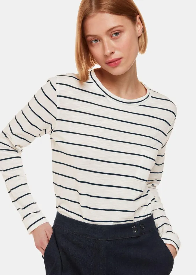 Whistles Tops Ivory Stripe Crew Neck Pocket Top 8211 Women