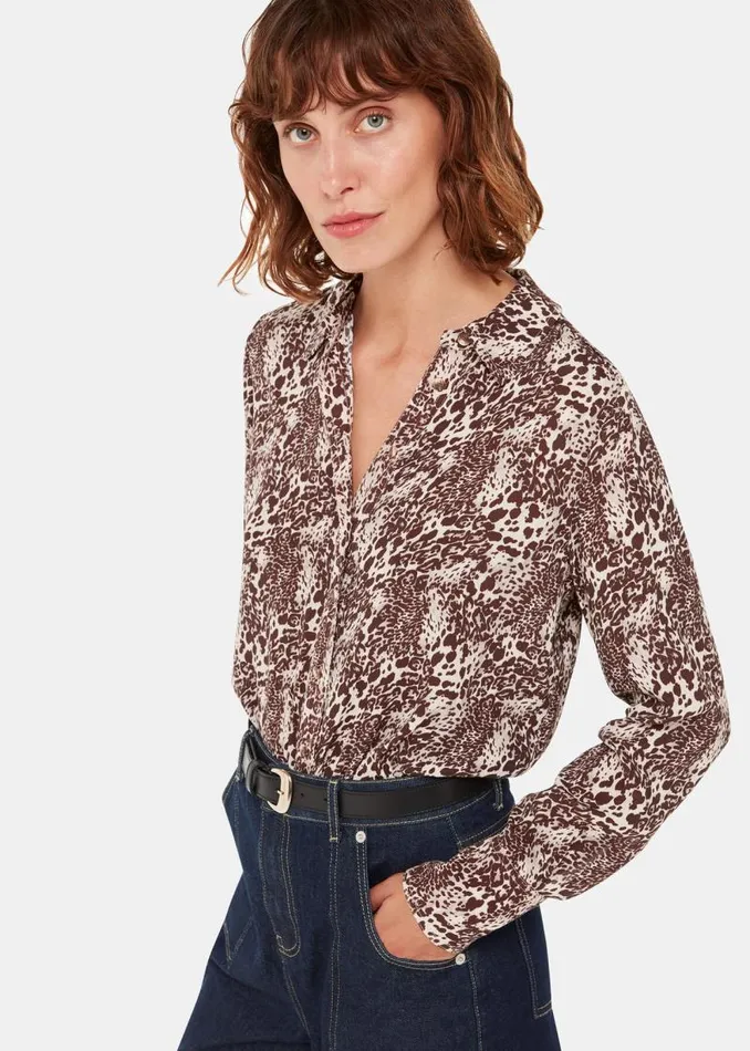 Whistles Tops Micro Leopard Print Shirt 8211 Women