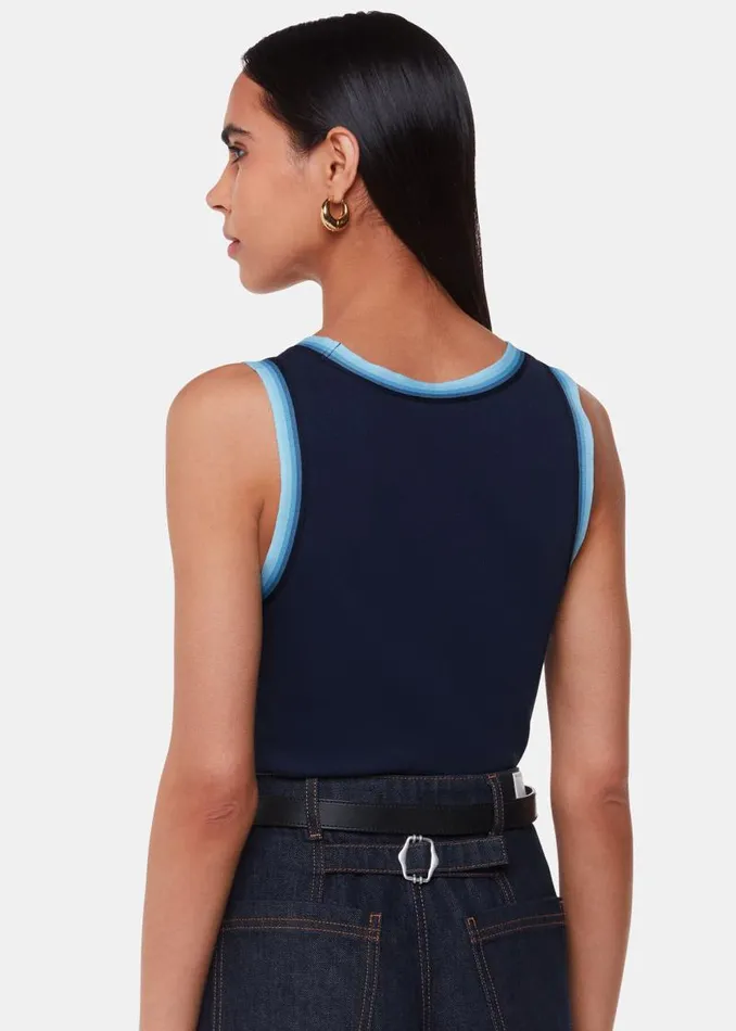 Whistles Tops Navy Stripe Detail Vest 8211 Women