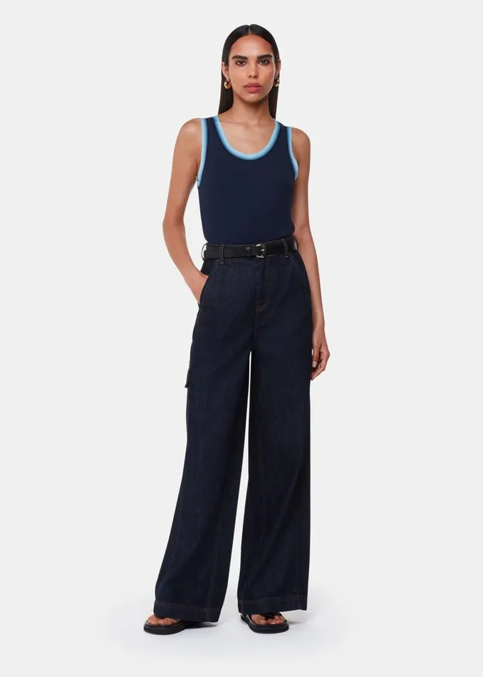 Whistles Tops Navy Stripe Detail Vest 8211 Women