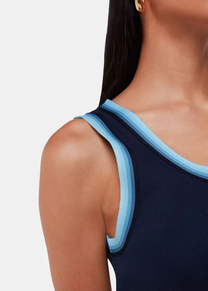 Whistles Tops Navy Stripe Detail Vest 8211 Women