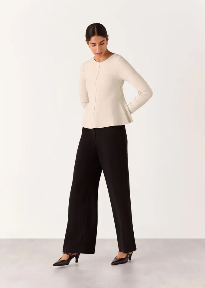 Whistles Tops Neutral Peplum Detail Knit 8211 Women