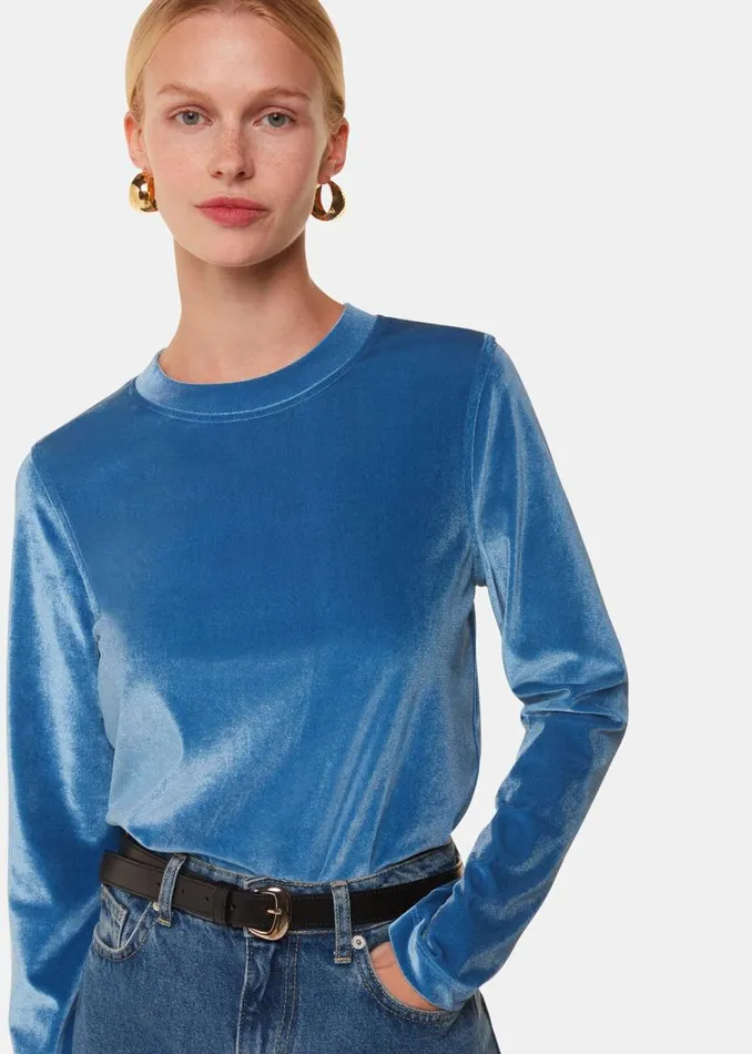 Whistles Tops Pale Blue Olivia Velvet Top 8211 Women