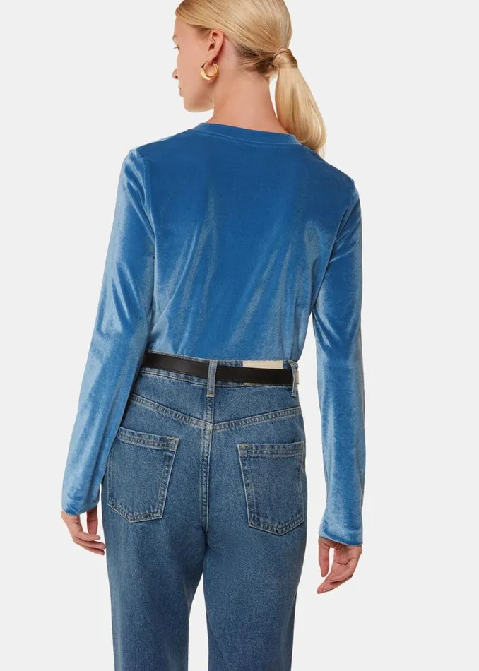 Whistles Tops Pale Blue Olivia Velvet Top 8211 Women