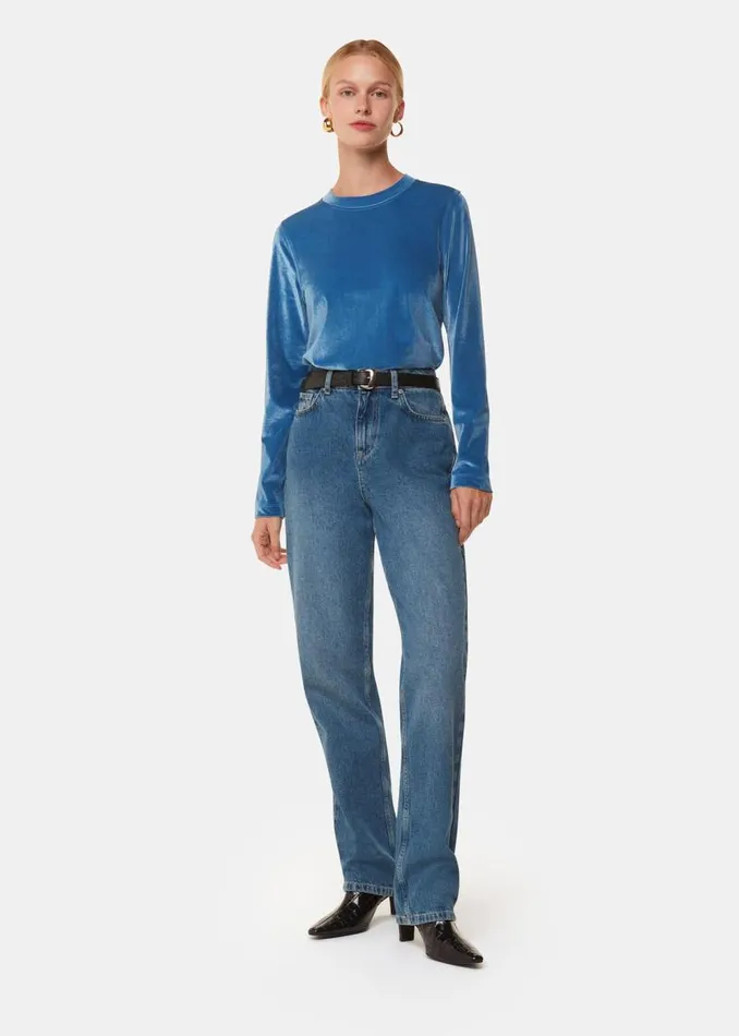 Whistles Tops Pale Blue Olivia Velvet Top 8211 Women