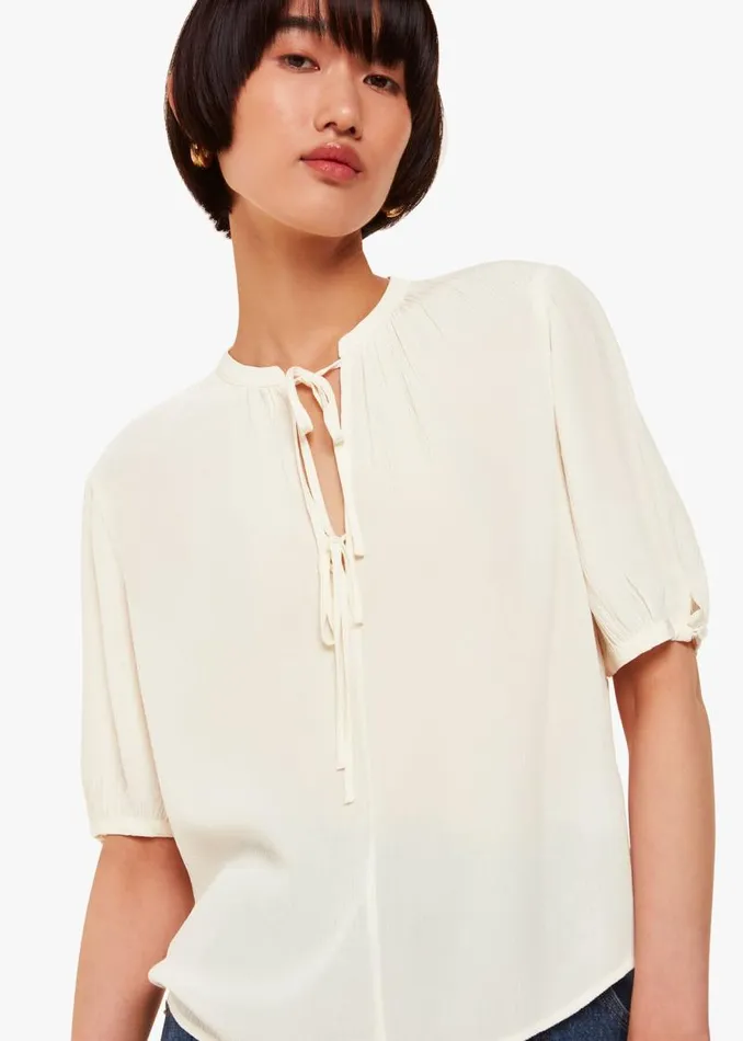 Whistles Tops White Jessie Tie Front Blouse 8211 Women