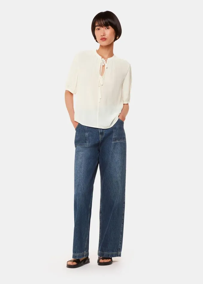Whistles Tops White Jessie Tie Front Blouse 8211 Women