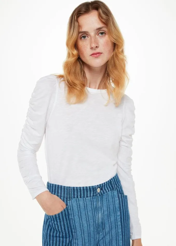 Whistles Tops White Ruched Sleeve Top 8211 Women