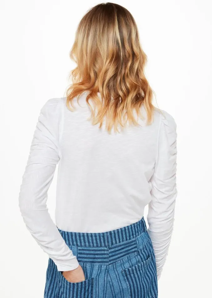 Whistles Tops White Ruched Sleeve Top 8211 Women